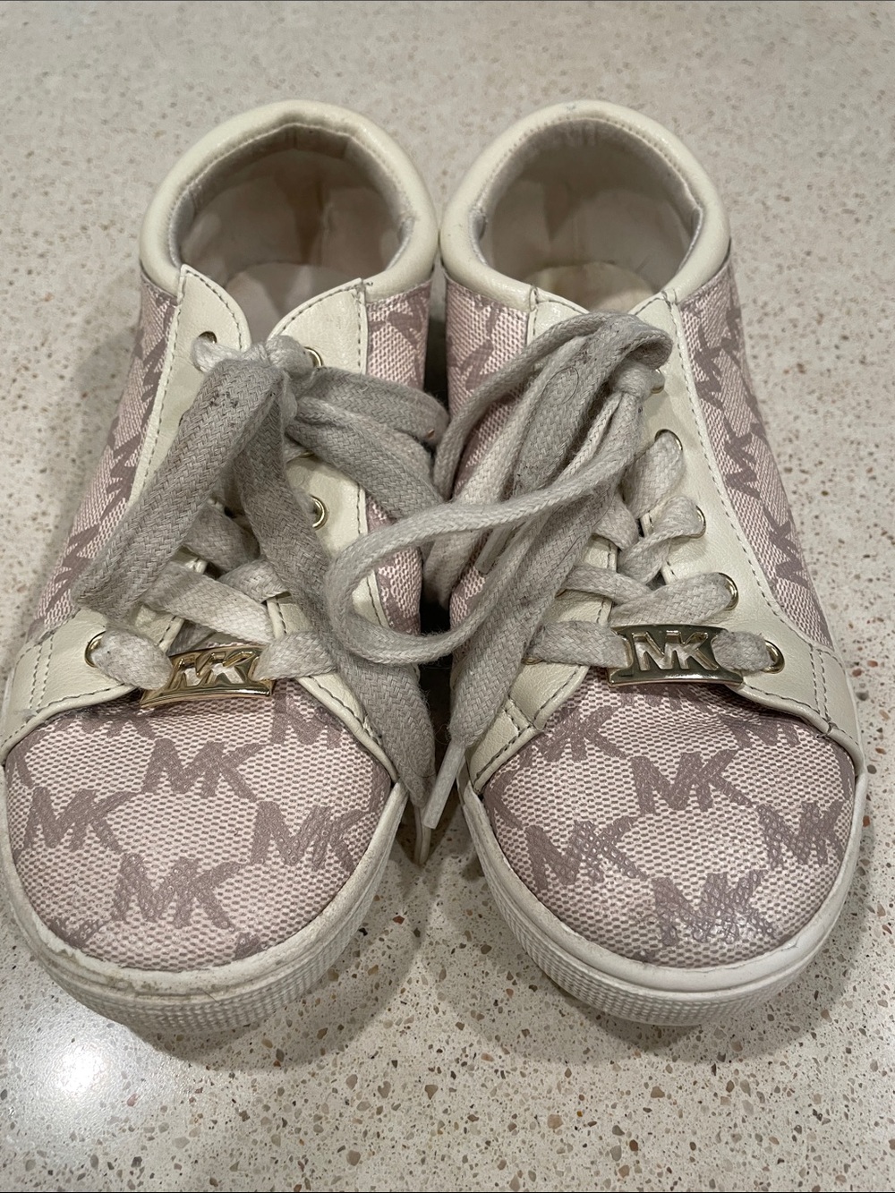 Michael Kors Light Pink MK Logo Lace-Up Kids Sneakers